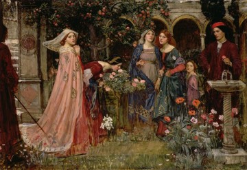 John William Waterhouse Painting - The enchanted garden Greek female John William Waterhouse